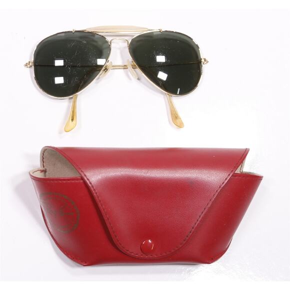 Ray-Ban B&L 58-14 Vintage Gold Frame Aviator Sunglasses +Case